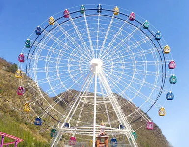 Ferris wheel installation at amusement park