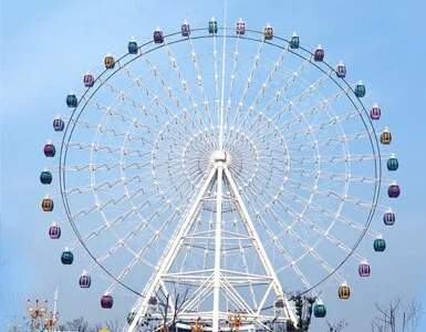 Ferris wheel cabins closeup view
