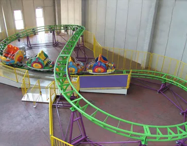 Roller coaster train on track