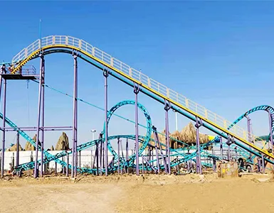 Roller coaster lift hill view