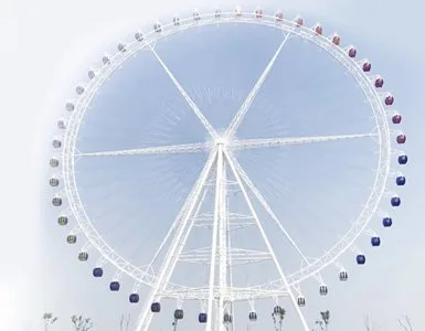 Ferris wheel lit up at night