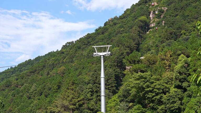Chairlift and gondola line serving a mountain resort