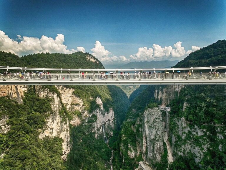 Glass bridge spanning a gorge